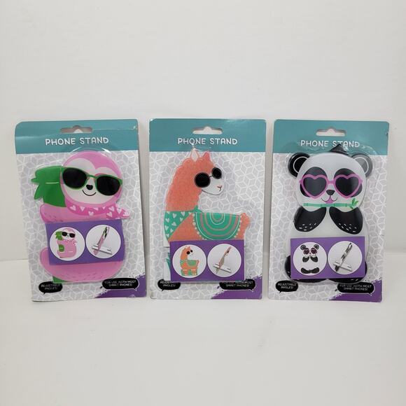 3 New Animal Llama, Panda, & Sloth Phone Stands - Picture 1 of 5